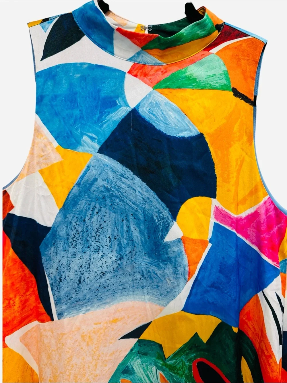 Nicole Miller Abstract Print Mock Neck Sleeveless Maxi Dress Multicolor Sz M - Picture 5 of 11
